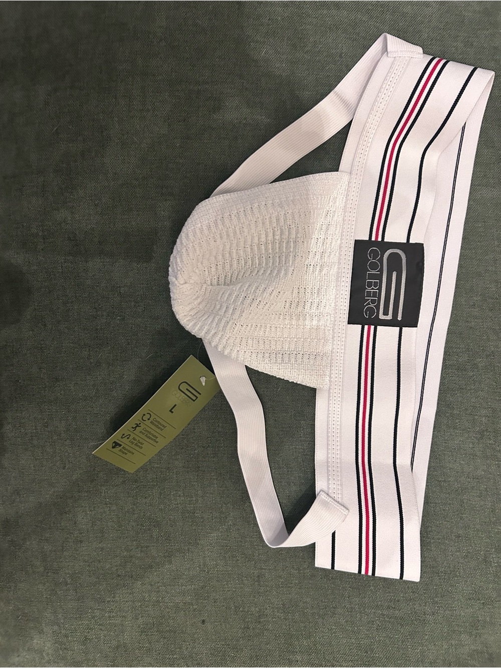 Goldbergh White Athletic Jockstrap with Black and Red Stripes